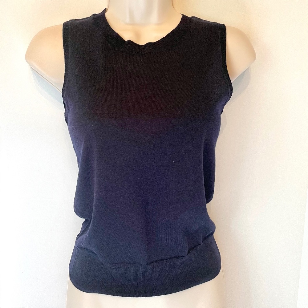 J. Crew Jackie Navy Blue 100% Merino Wool Tank Shell Sweater XXS NWT